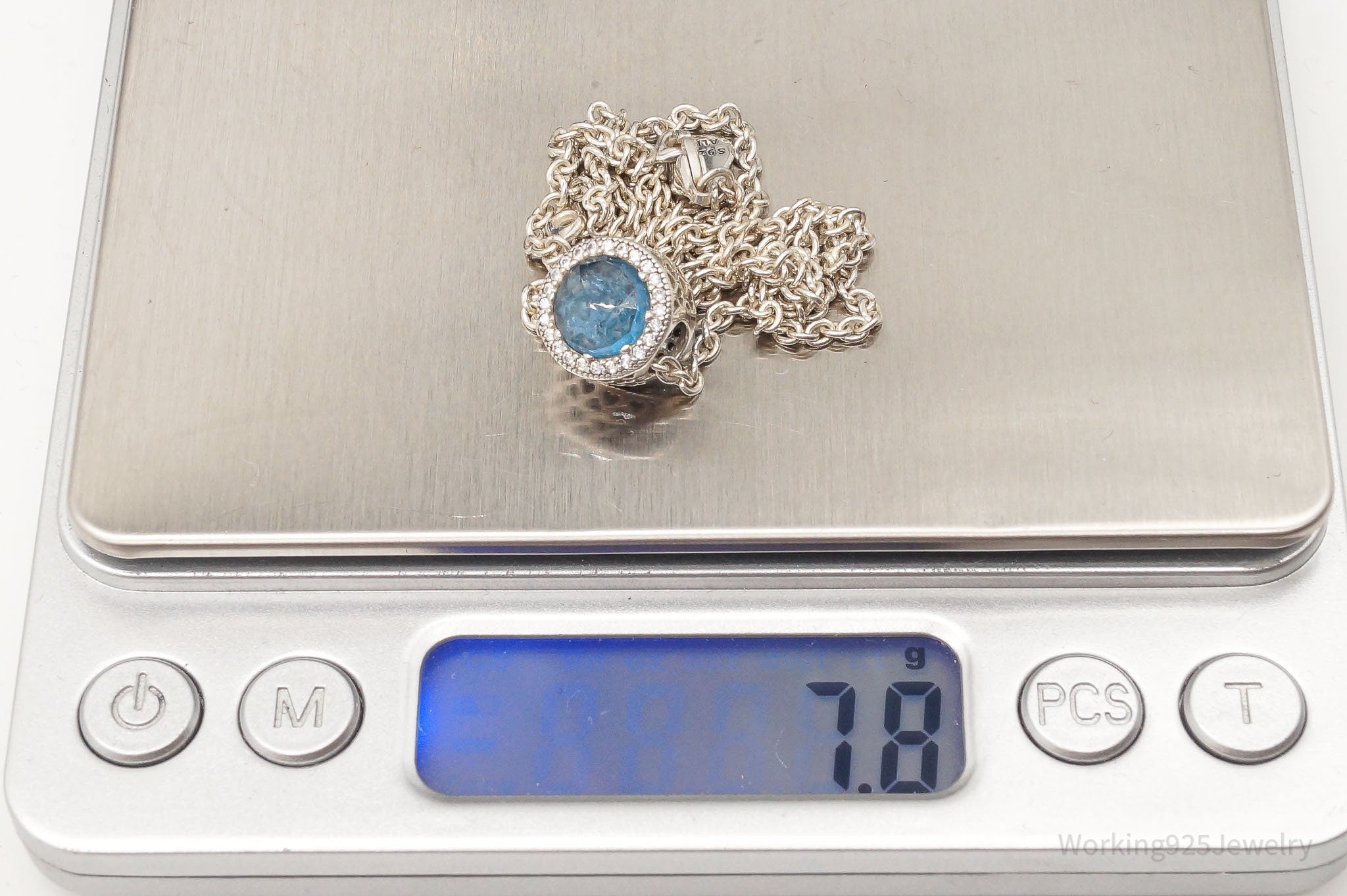 Pandora Blue Crystal Cubic Zirconia Sterling Silver Necklace | Jewelry > Necklaces > Pendants | Wiccan Center
