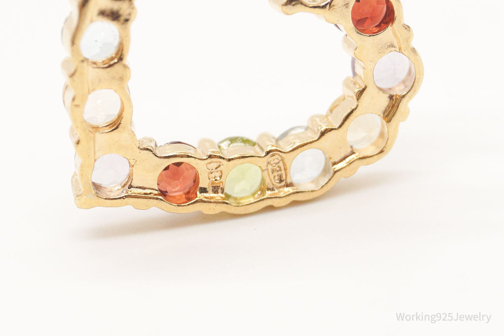 Designer Multi Gemstone Gold Vermeil Sterling Silver Heart Pendant | Jewelry > Necklaces > Pendants | Wiccan Center