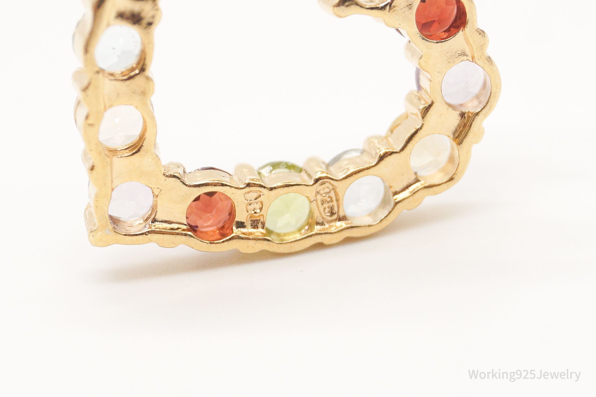 Designer Multi Gemstone Gold Vermeil Sterling Silver Heart Pendant | Jewelry > Necklaces > Pendants | Wiccan Center