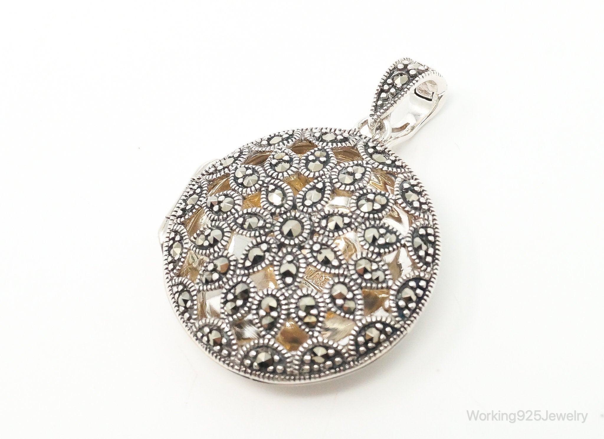 Vintage Marcasite Art Deco Cut Out Locket Sterling Silver Pendant | Jewelry > Necklaces > Pendants | Wiccan Center