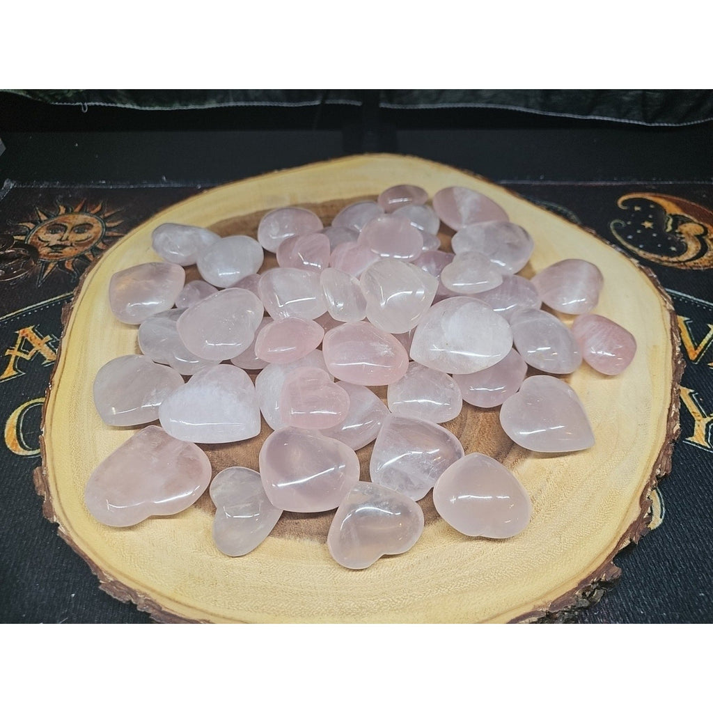 5Pcs Natural Pink Rose Quartz Crystal Heart Carved Palm Stone | Palm Stones & Tumbled Crystals | Wiccan Center
