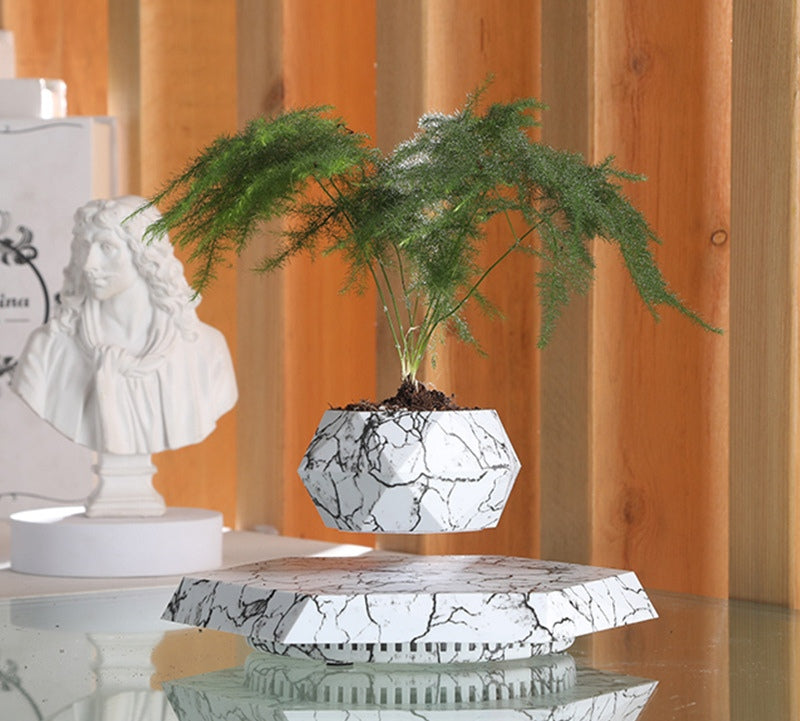 Levitating Plant Pot Marble Color Floating Planter Magnetic Levitation Bonsai Pot Office Home Decoration Kids Birthday Gift Home Decor | 0 | Wiccan Center