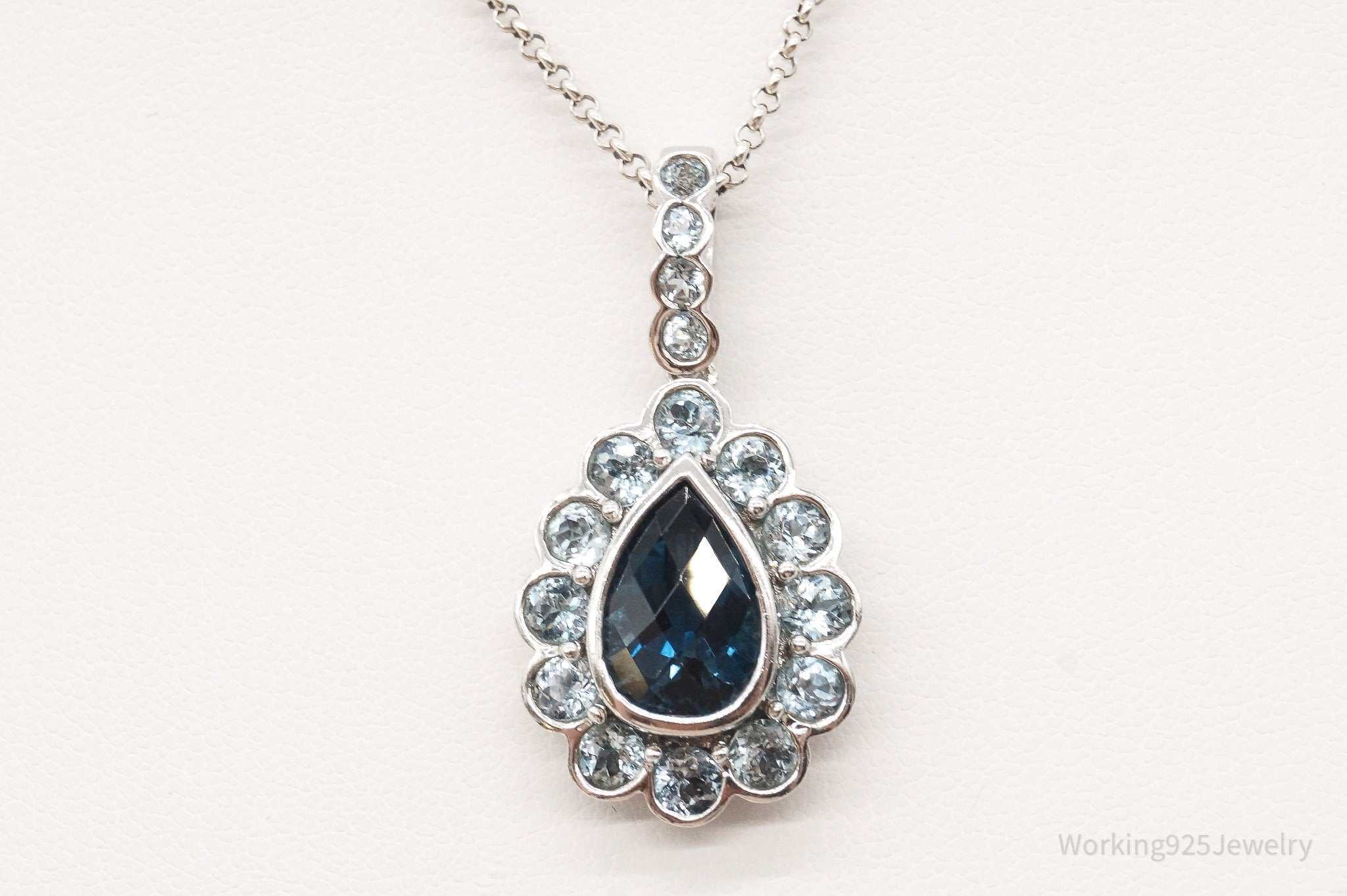 Vintage Blue Topaz Sterling Silver Necklace | Jewelry > Necklaces > Pendants | Wiccan Center