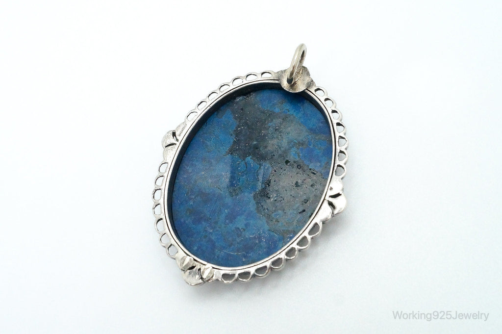 Large Antique Lapis Lazuli Marcasite Sterling Silver Pendant | Jewelry > Necklaces > Pendants | Wiccan Center