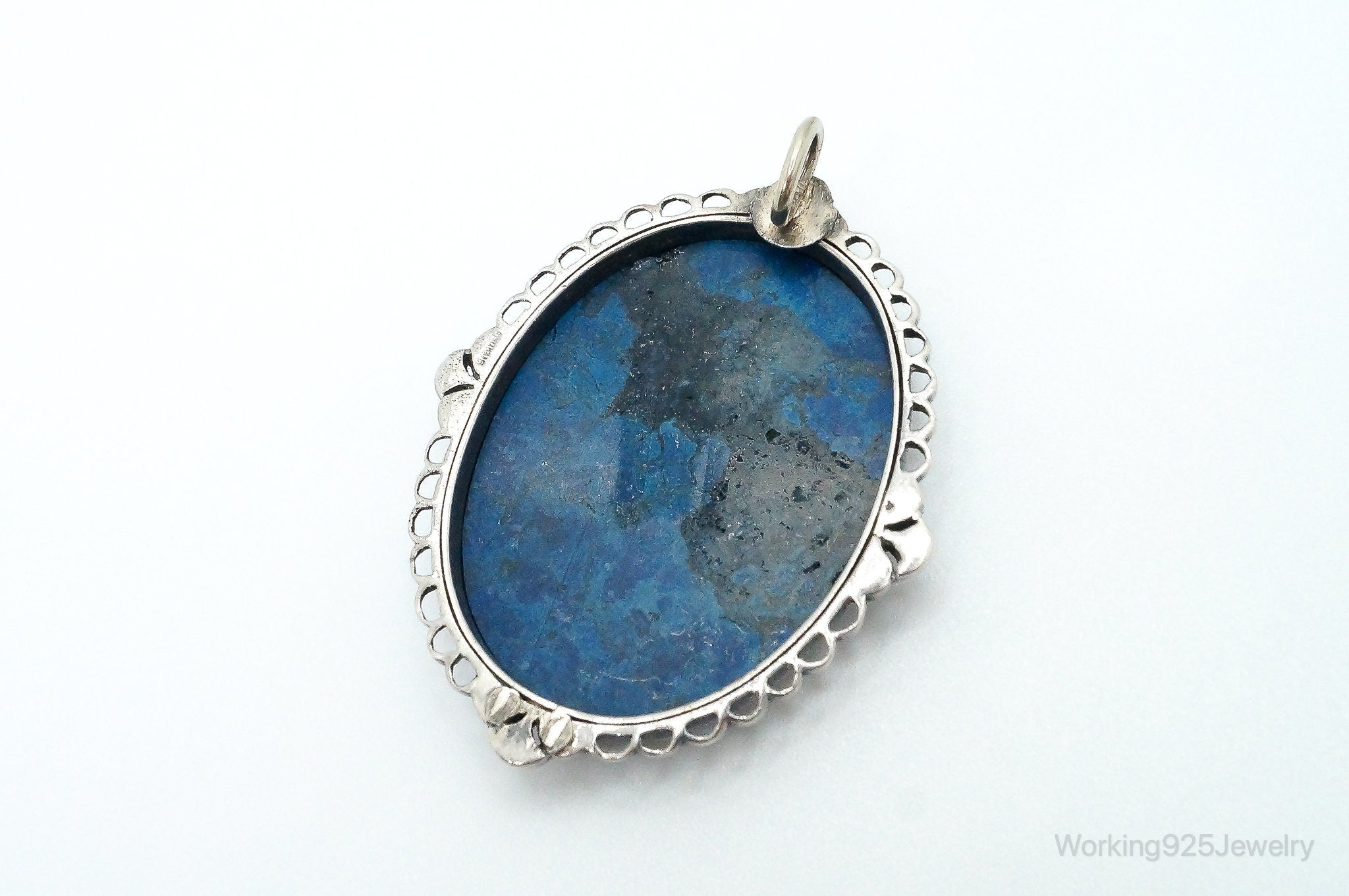 Large Antique Lapis Lazuli Marcasite Sterling Silver Pendant | Jewelry > Necklaces > Pendants | Wiccan Center