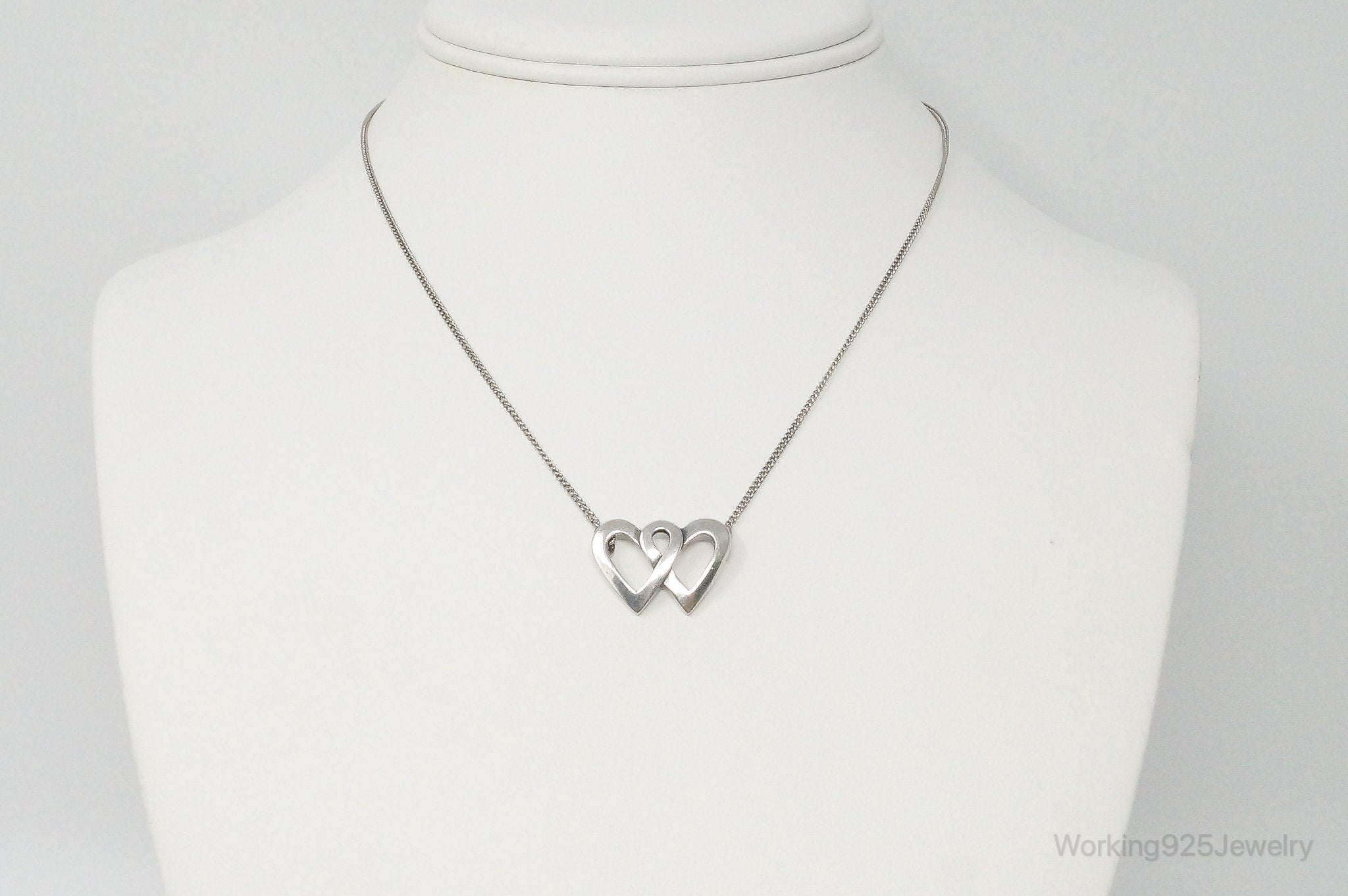 Vintage Linked Open Hearts Sterling Silver Necklace | Jewelry > Necklaces > Pendants | Wiccan Center