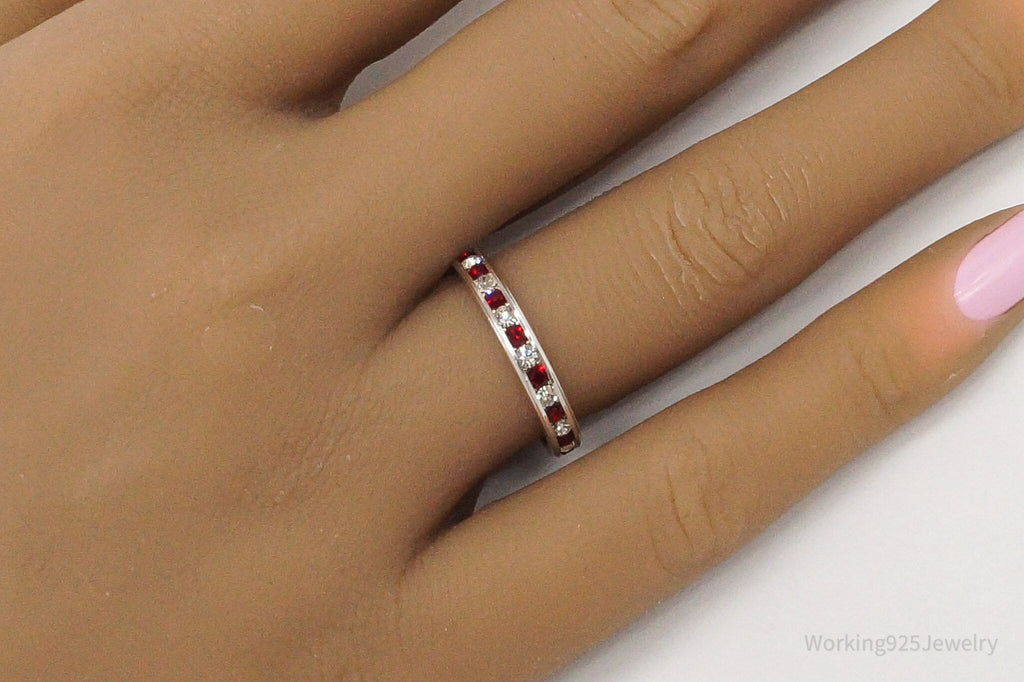 Vintage Red & White Crystal Sterling Silver Ring - Size 6.75 | Jewelry > Rings | Wiccan Center