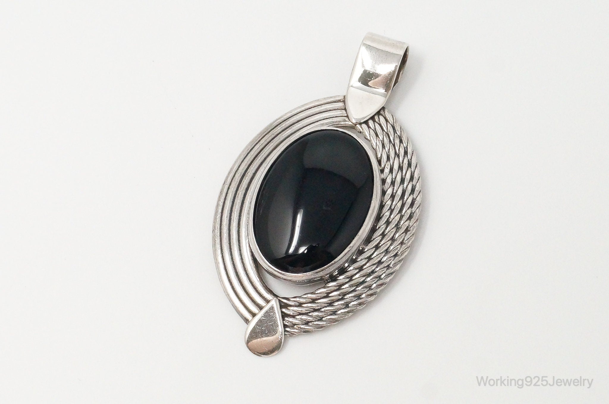 Large Mexico Designer ATI Black Onyx Southwestern Sterling Silver Pendant | Jewelry > Necklaces > Pendants | Wiccan Center