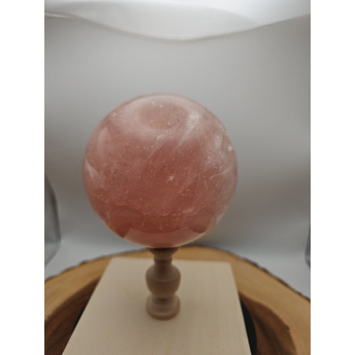 3.04LB Natural Pink Rose Quartz Crystal Sphere 98-107mm W/stand | Crystal Spheres & Eggs | Wiccan Center