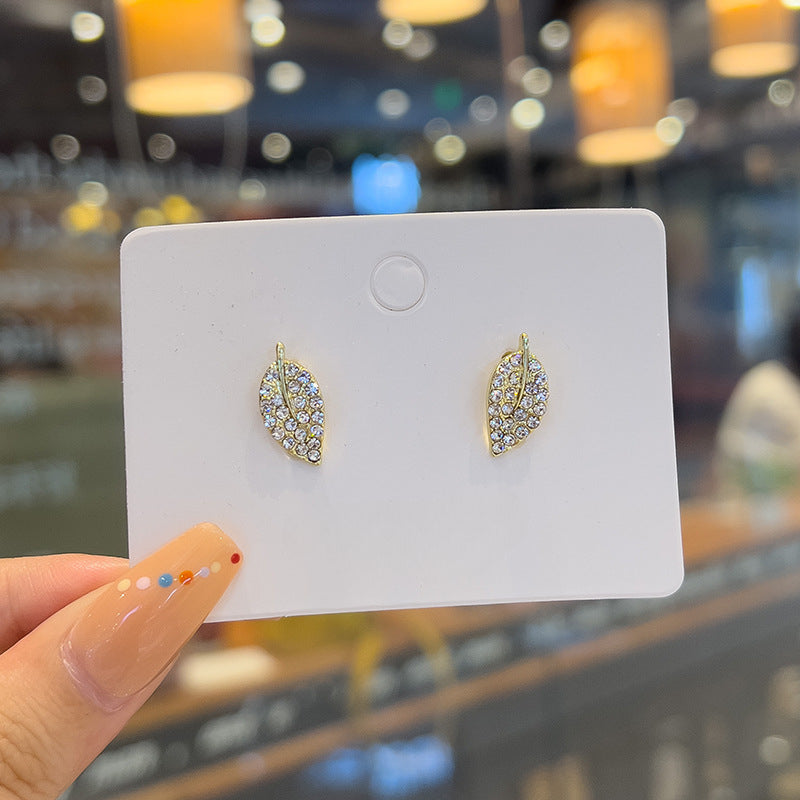 Crystal Rhinestone Leaf Earrings | Earring | Wiccan Center