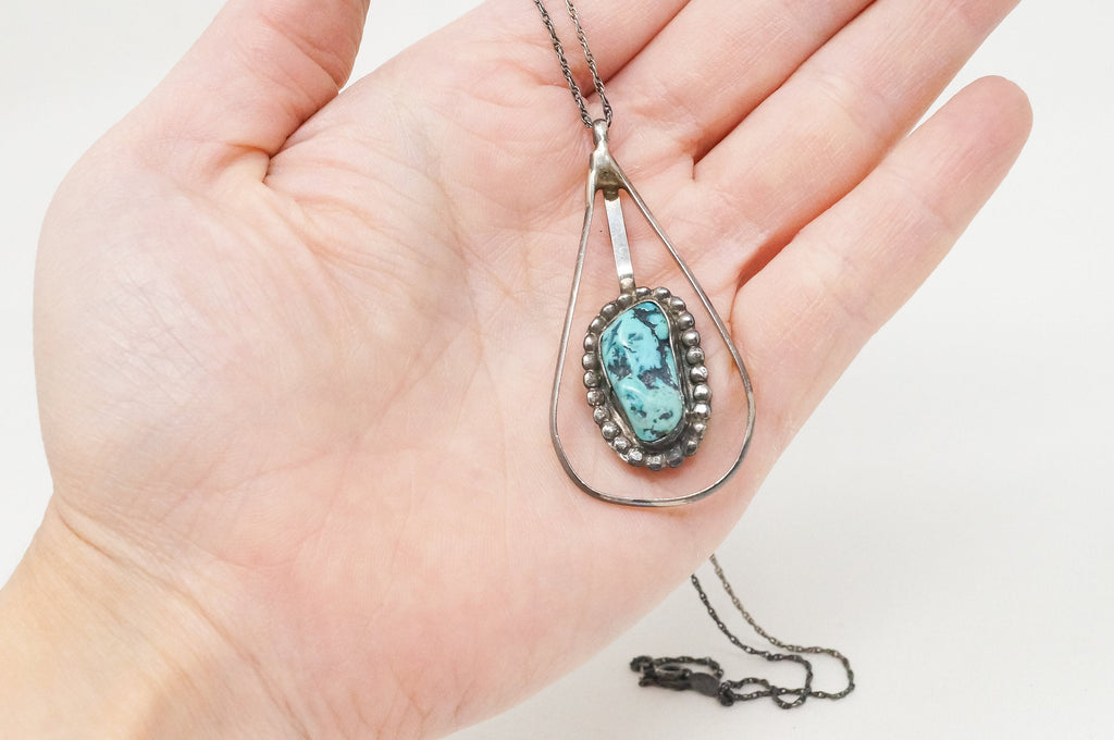 Vintage Native America Handmade Turquoise Sterling Silver Necklace | Jewelry > Necklaces > Pendants | Wiccan Center
