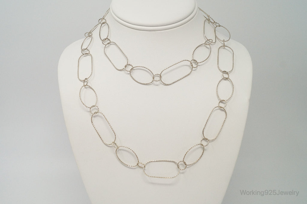 Long Designer Silpada Oval Link Textured Sterling Silver Necklace | Jewelry > Necklaces > Pendants | Wiccan Center