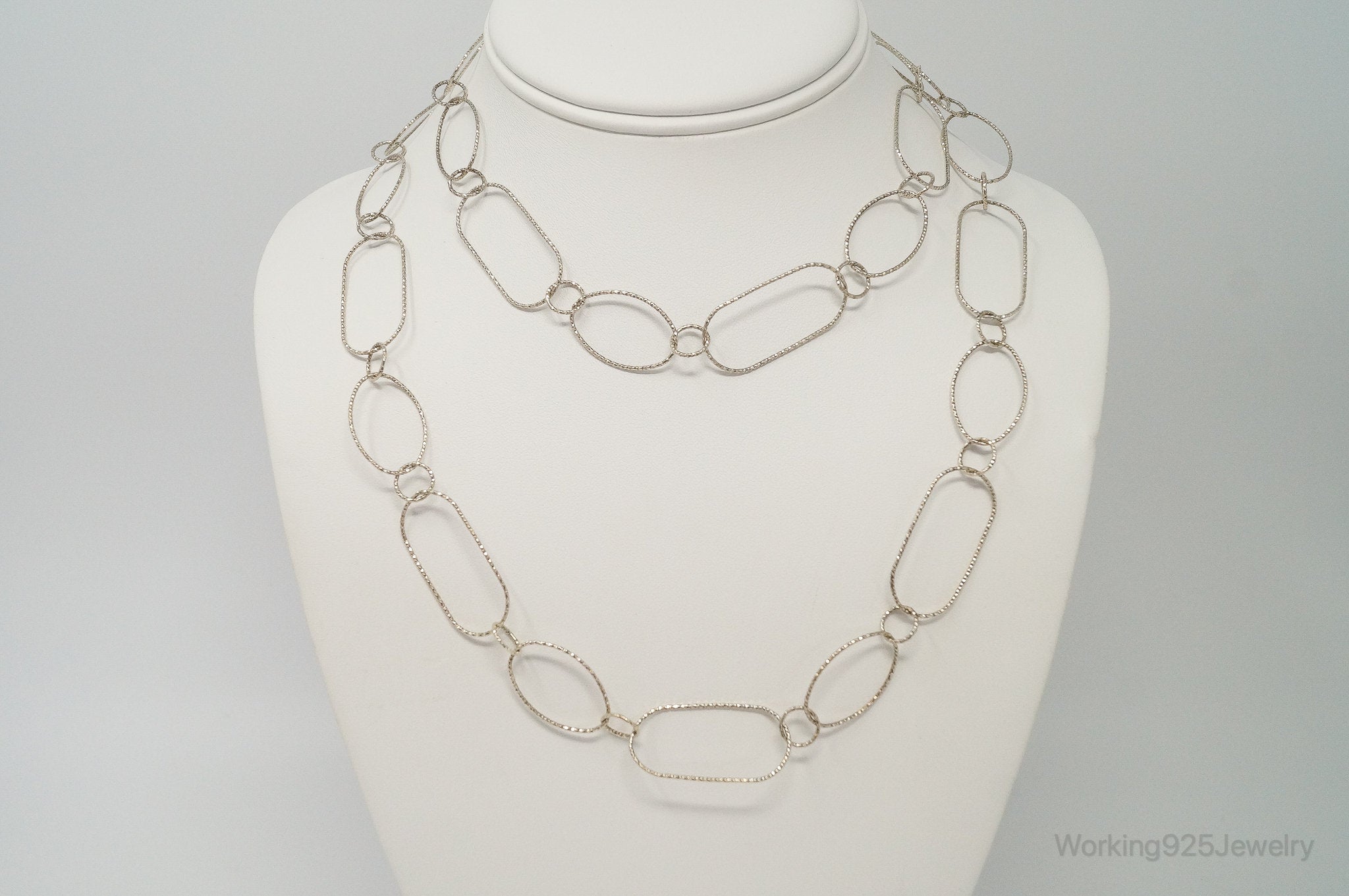 Long Designer Silpada Oval Link Textured Sterling Silver Necklace | Jewelry > Necklaces > Pendants | Wiccan Center