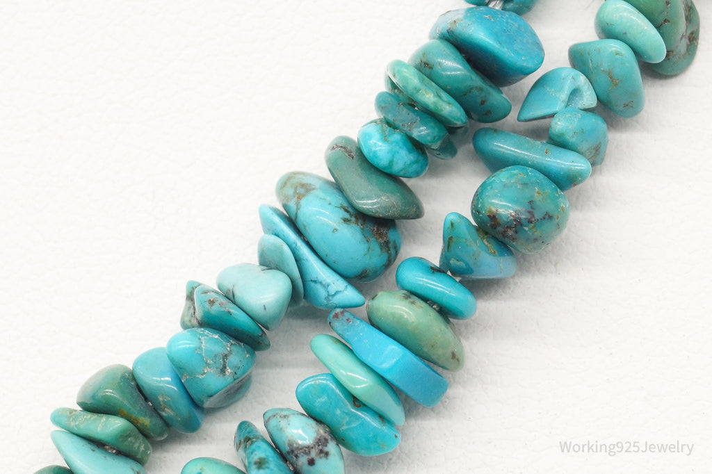 Vintage Native American Turquoise Abalone Shell Bead Sterling Silver Necklace | Jewelry > Necklaces | Wiccan Center