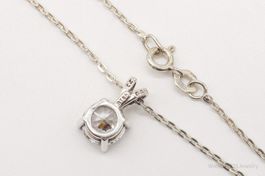 Vintage Large Cubic Zirconia DQCZ Sterling Silver Necklace | Jewelry > Necklaces > Pendants | Wiccan Center