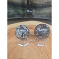 Black Flower of Fog Jasper Quartz Crystal Sphere Pair — 40mm, Madagascar | CrystalCloud Company