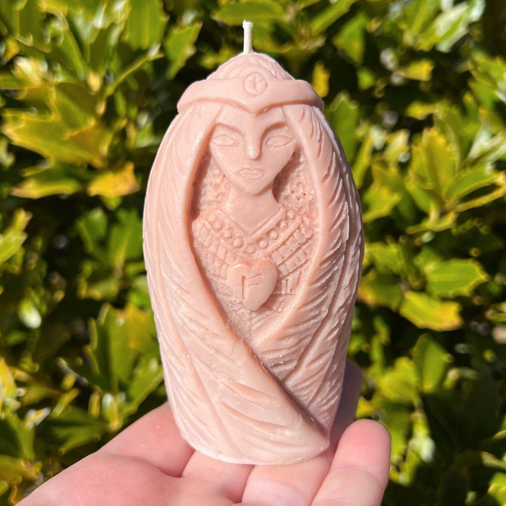 SPECIAL EDITION Freya Candle | Freyja Seidr Magic Fehu Runic Offering Ritual Figure Norse Viking Goddess Witchcraft Altar Spell Deity Statue | | Wiccan Center