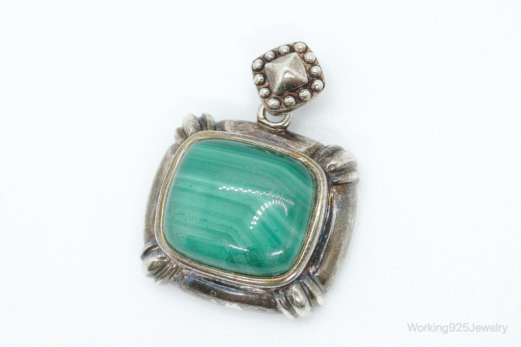 Large Vintage Malachite Sterling Silver Necklace Pendant | Jewelry > Necklaces > Pendants | Wiccan Center