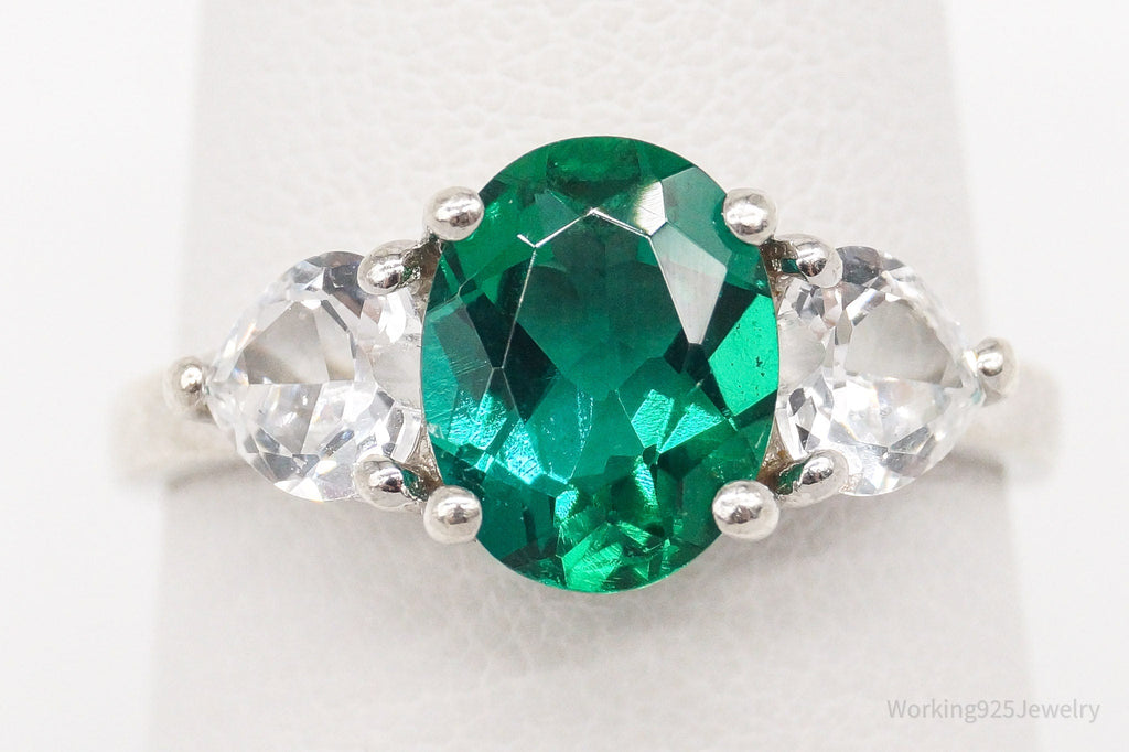 Vintage SAI Lab Emerald White Sterling Silver Ring - Size 7.75 | Jewelry > Rings | Wiccan Center