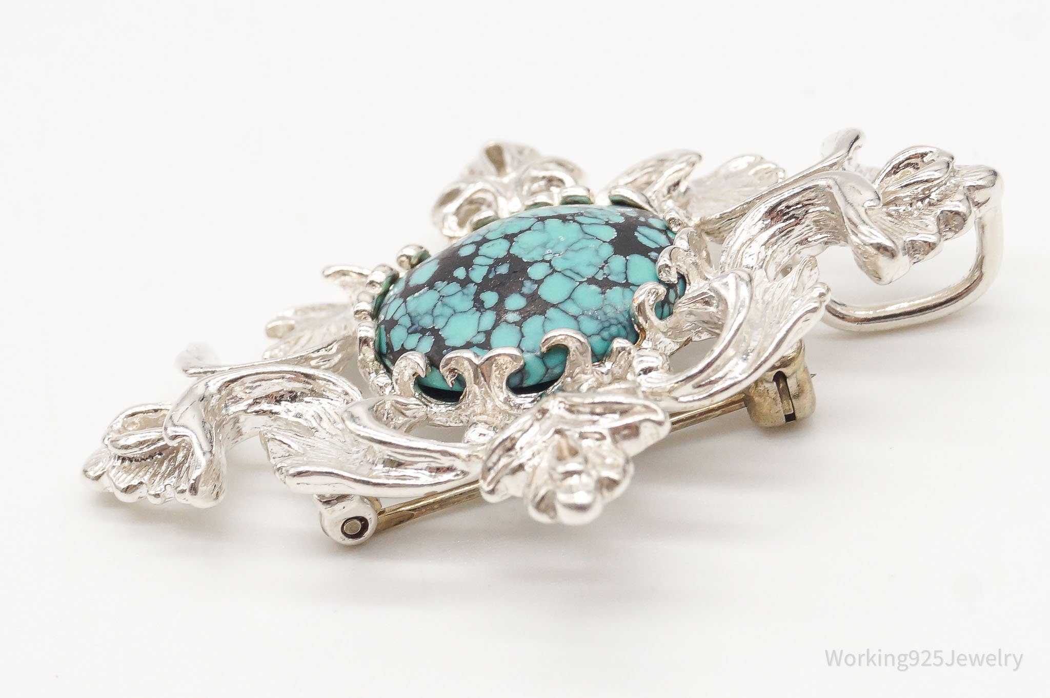 Vintage 1960s Turquoise Sterling Silver Pendant Pin | Jewelry > Necklaces > Pendants | Wiccan Center