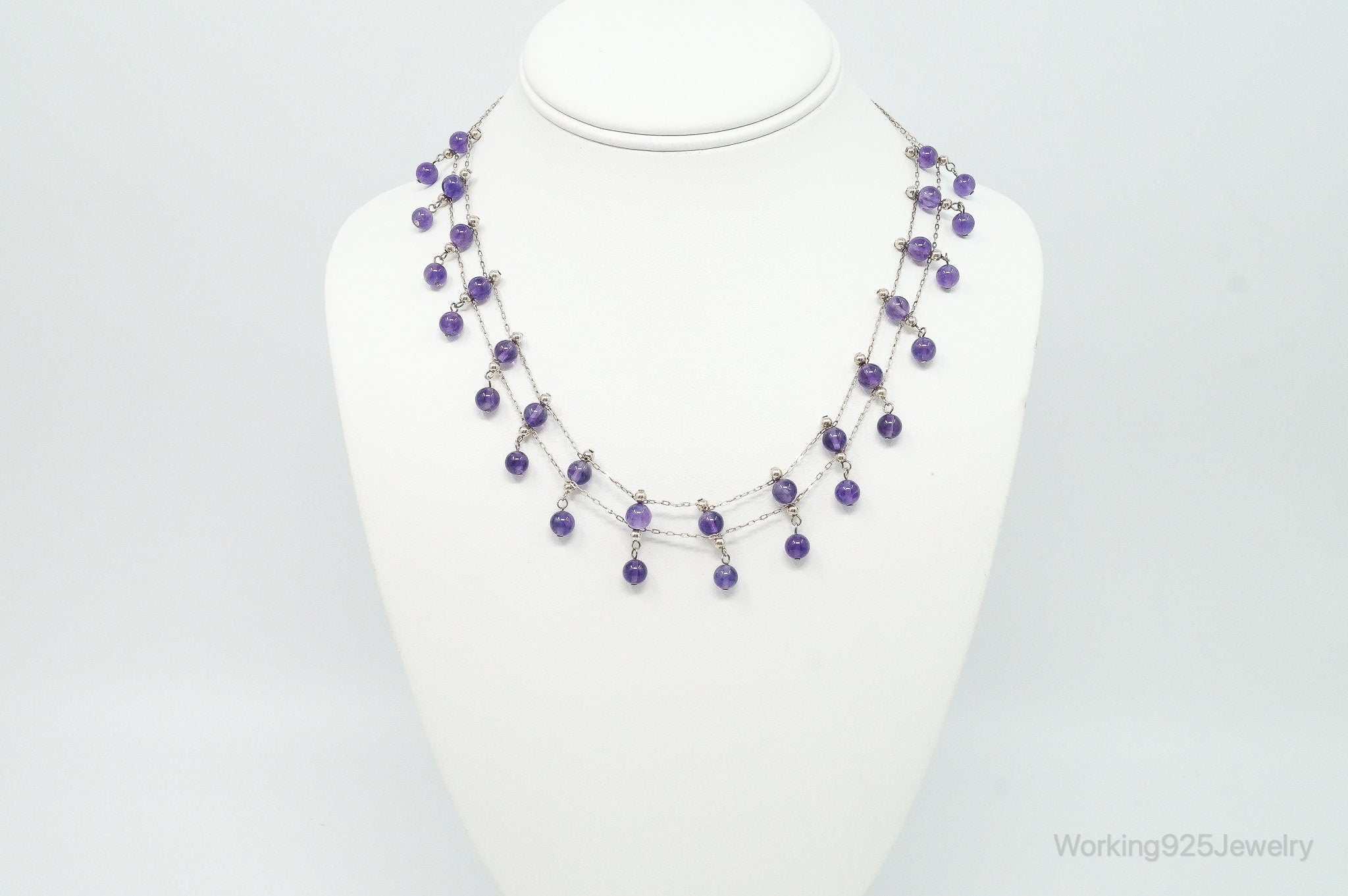 Vintage Double Strand Amethyst Sterling Silver Necklace | Jewelry > Necklaces > Pendants | Wiccan Center