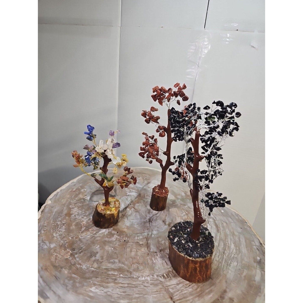 Crystal Gemstone Bonsai Tree — Carnelian, Amethyst & Quartz on Gold Branches | CrystalCloud Company