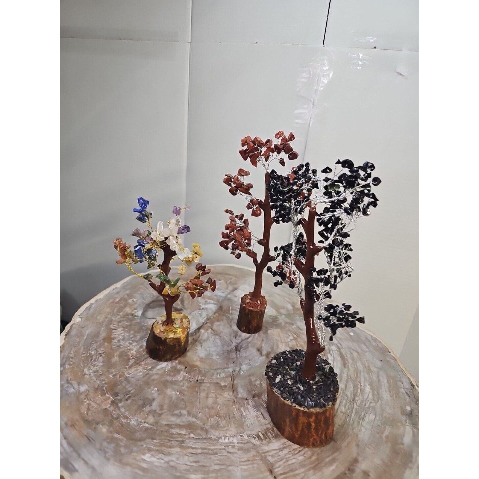 Crystal Gemstone Bonsai Tree — Carnelian, Amethyst & Quartz on Gold Branches | CrystalCloud Company