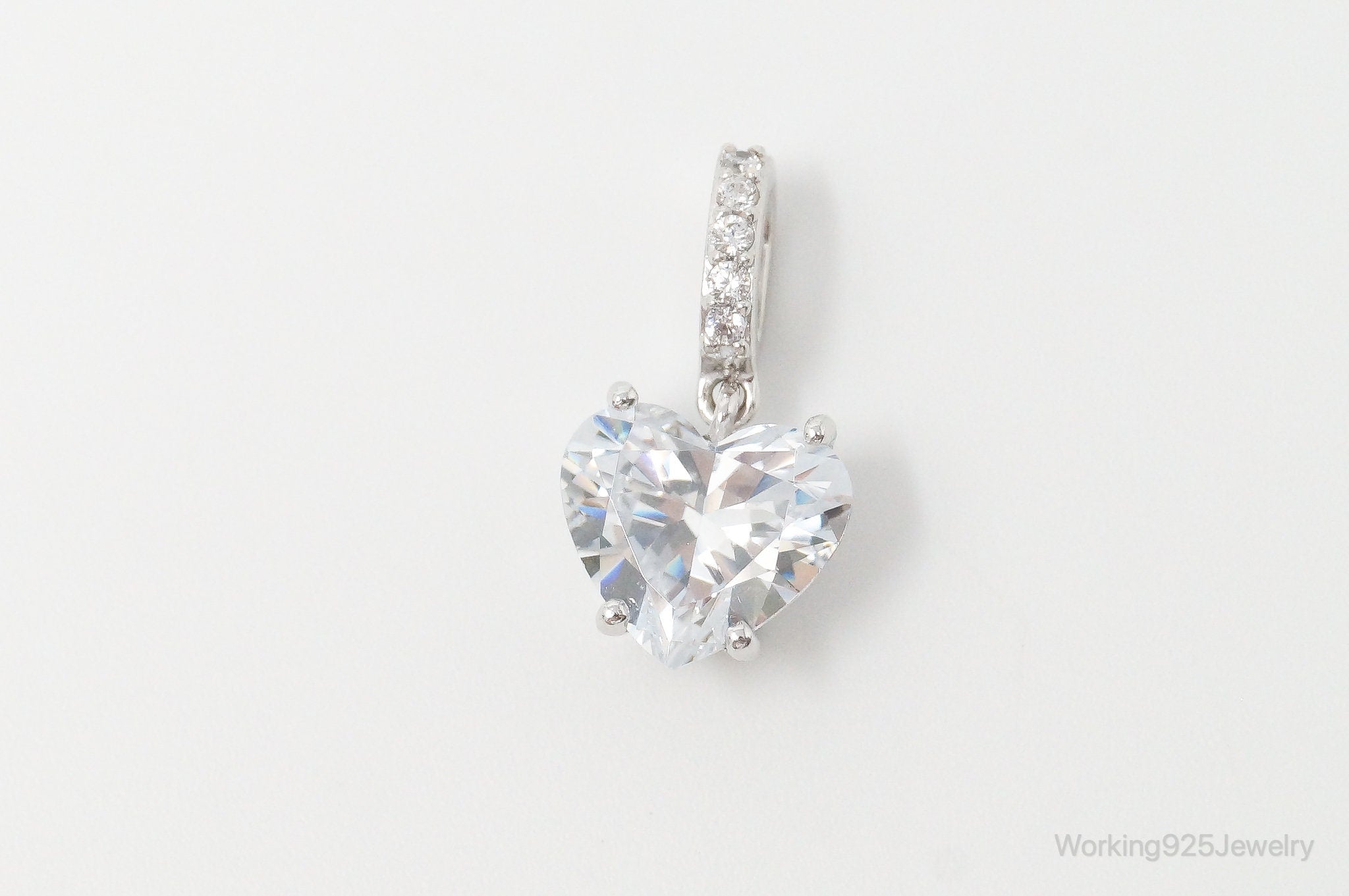 Vintage Heart Cubic Zirconia Sterling Silver Necklace Pendant | Jewelry > Necklaces > Pendants | Wiccan Center