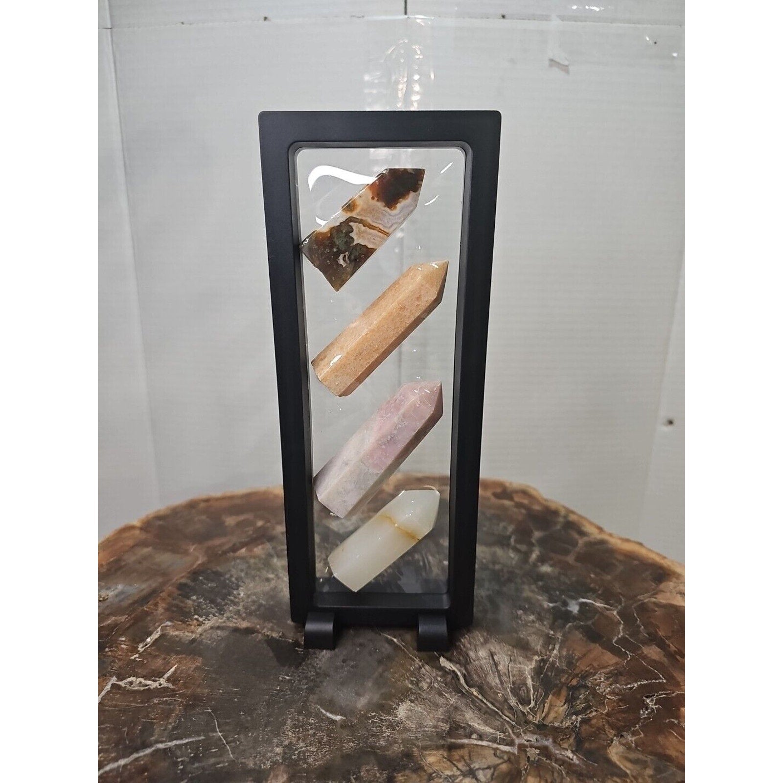 Natural Agate Crystal Towers with Stand — 245g, 4-Piece Set | CrystalCloud Company