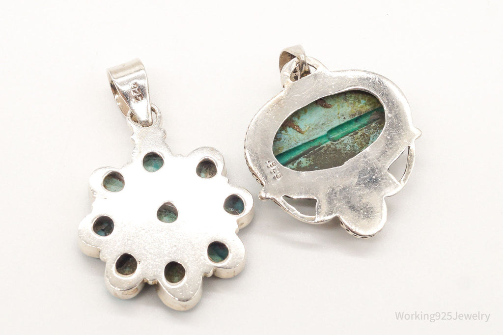 Vintage Turquoise Pearl Bali Style Sterling Silver Pendant Set | Jewelry > Necklaces > Pendants | Wiccan Center