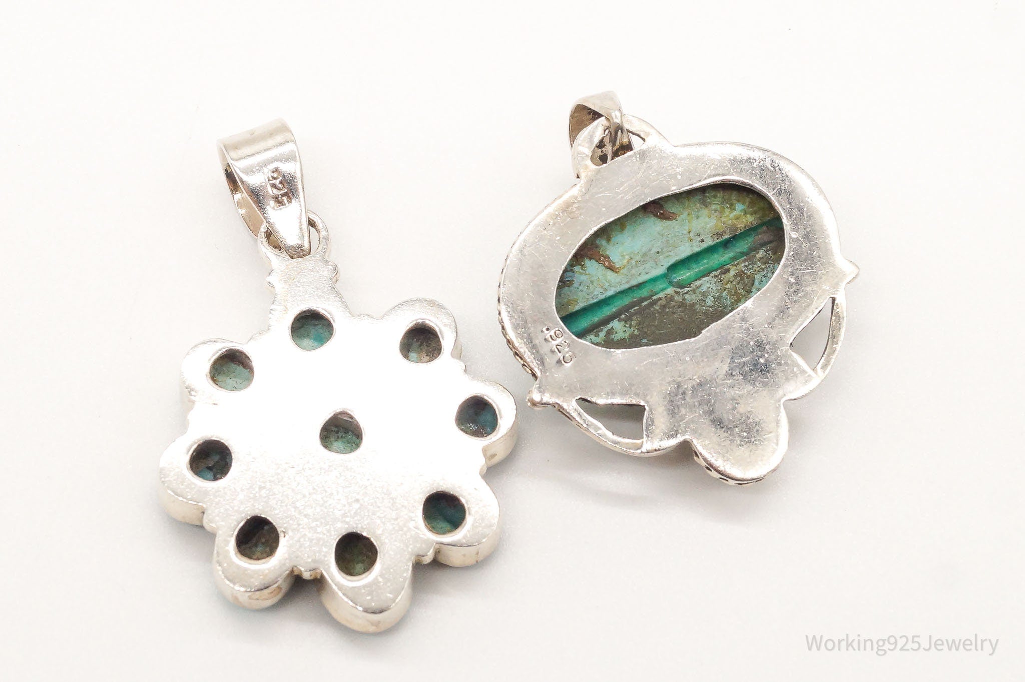 Vintage Turquoise Pearl Bali Style Sterling Silver Pendant Set | Jewelry > Necklaces > Pendants | Wiccan Center