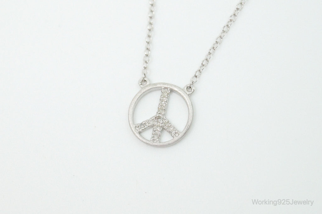 Vintage Cubic Zirconia Peace Sign Sterling Silver Necklace | Jewelry > Necklaces > Pendants | Wiccan Center
