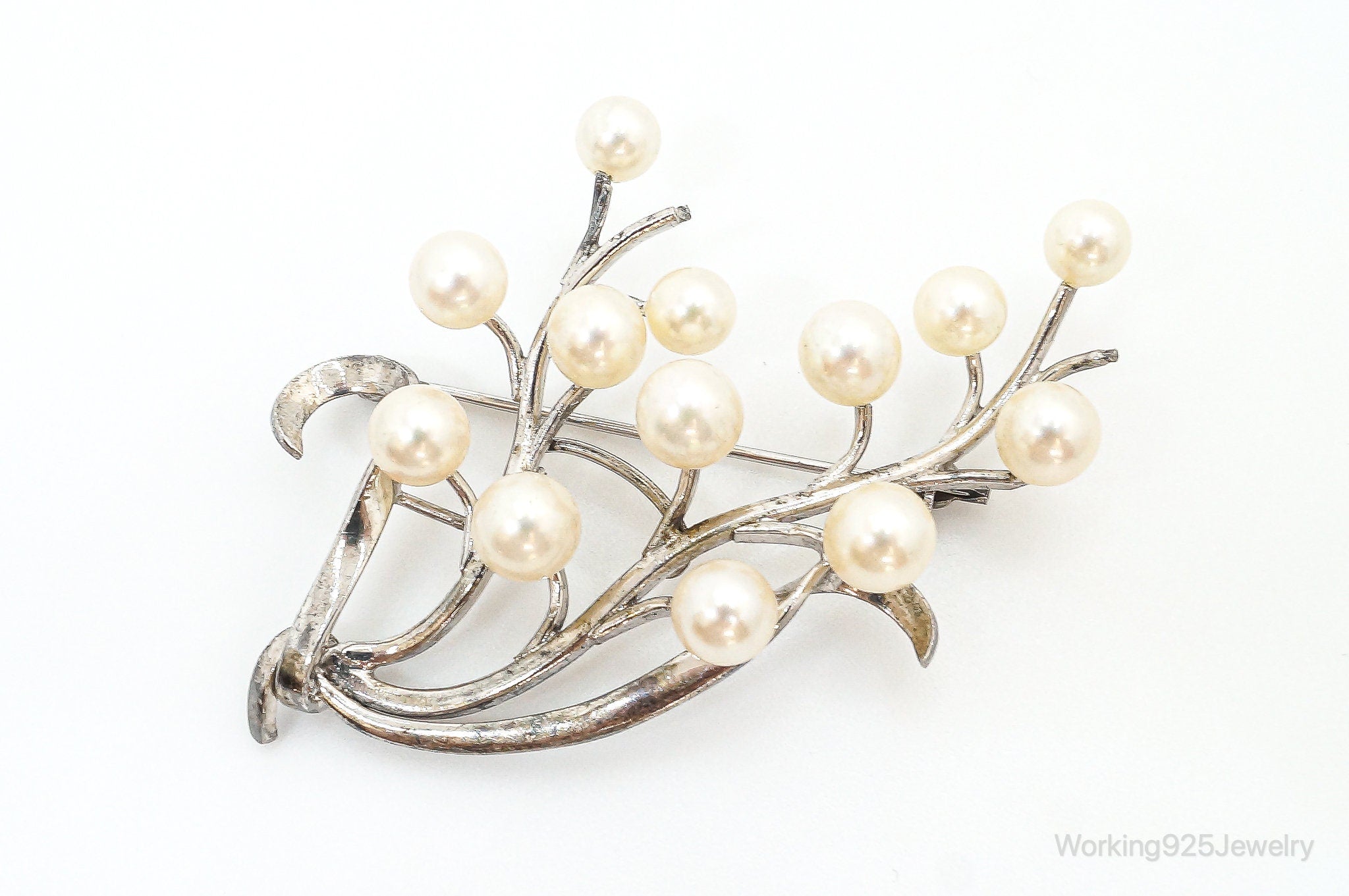 Large Antique Faux Pearl Sterling Silver Brooch Pin | Jewelry > Brooches, Pins & Clips | Wiccan Center
