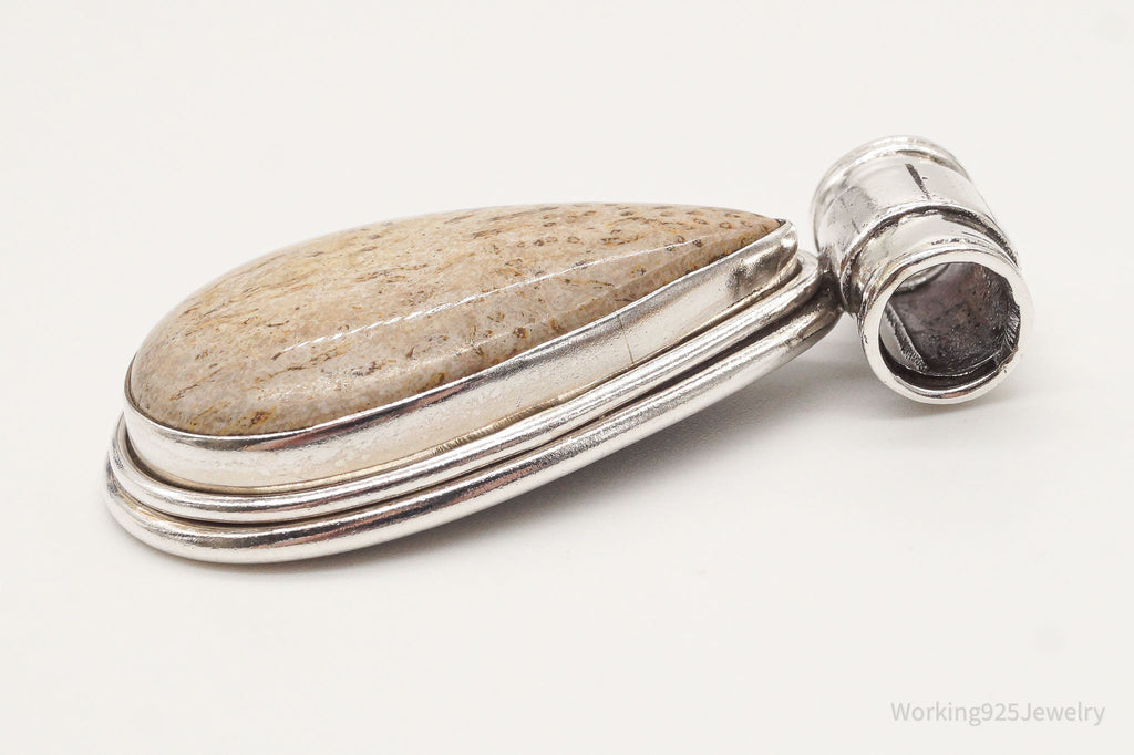Vintage Large Fossil Sterling Silver Necklace Pendant | Jewelry > Necklaces > Pendants | Wiccan Center