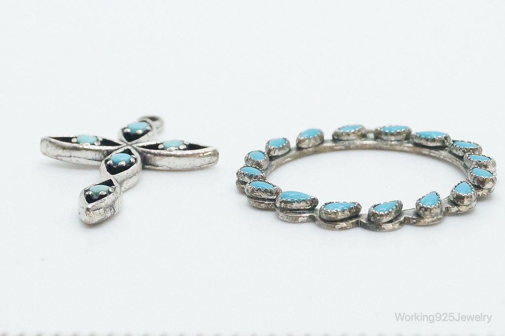 Vintage Native American Turquoise Sterling Silver Pendant Set | Jewelry > Necklaces > Pendants | Wiccan Center