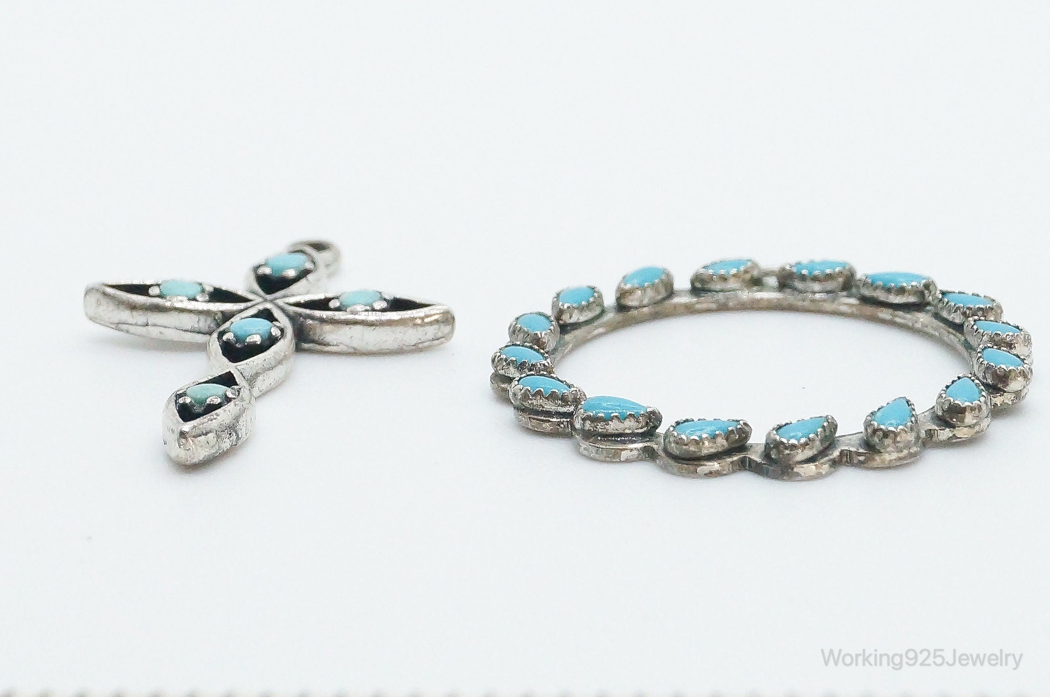 Vintage Native American Turquoise Sterling Silver Pendant Set | Jewelry > Necklaces > Pendants | Wiccan Center
