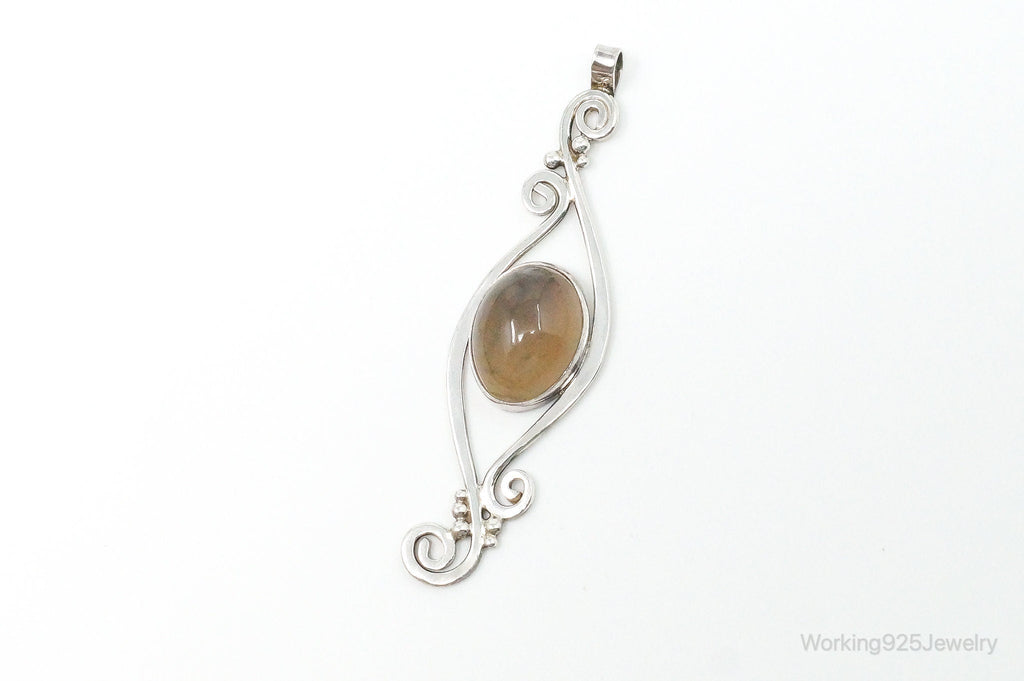 Large Vintage Brown Gemstone Sterling Silver Necklace Pendant | Jewelry > Necklaces > Pendants | Wiccan Center
