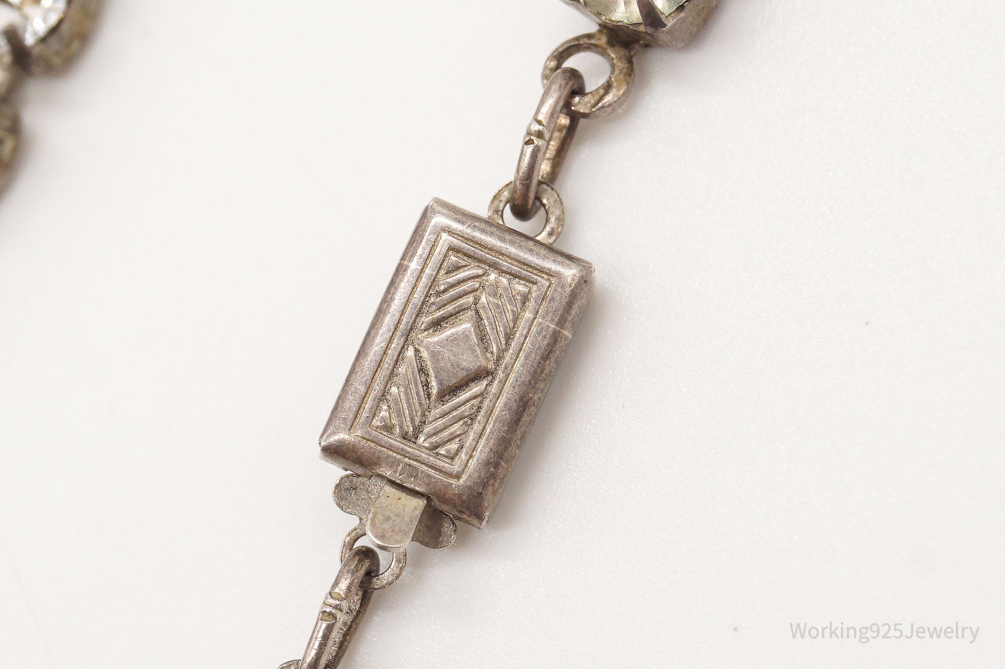 Antique Rhinestone Sterling Silver Necklace 14" | Jewelry > Necklaces > Pendants | Wiccan Center