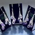Amethyst Crystal Earrings Pair (Stainless Steel Silver Hooks) Long Dangle Gemstone Jewelry Supply | Jewelry > Earrings > Dangle & Drop Earrings | Wiccan Center