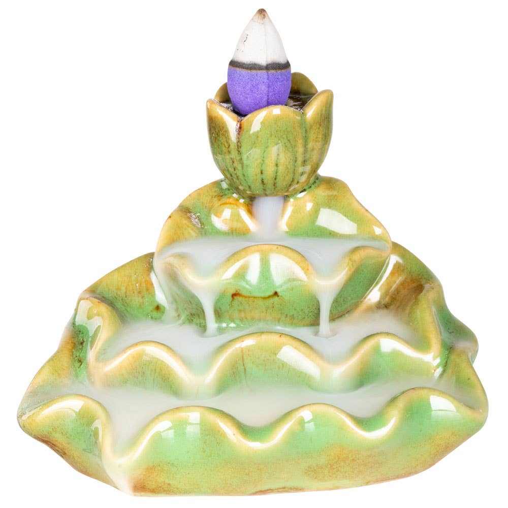 Green Lotus Backflow Incense Burner | Backflow Burners | Wiccan Center