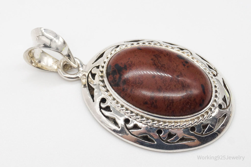 Vintage Large Mahogany Obsidian Sterling Silver Necklace Pendant | Jewelry > Necklaces > Pendants | Wiccan Center