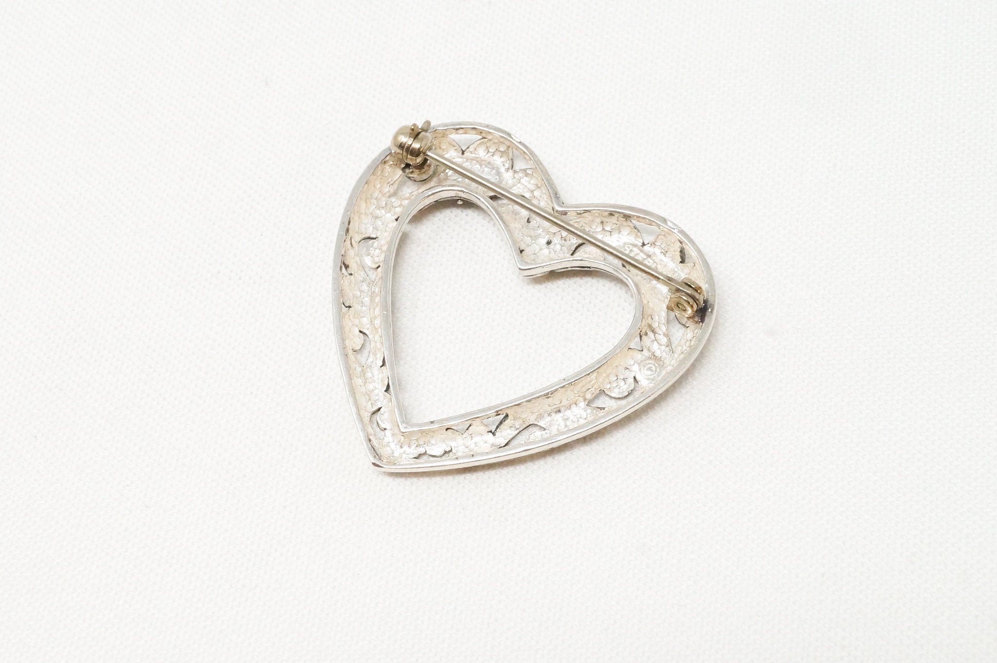Vintage Open Heart Art Deco Swirl Sterling Silver Brooch Pin | Jewelry > Necklaces > Pendants | Wiccan Center
