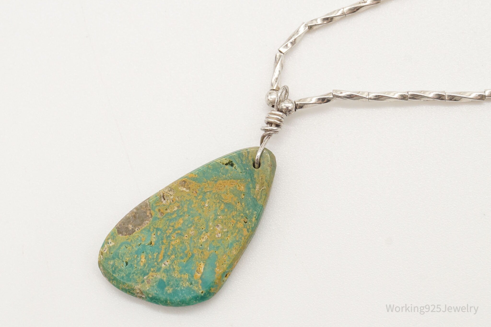 Vintage Handmade Native American Turquoise Silver Bead Necklace | Jewelry > Necklaces > Pendants | Wiccan Center