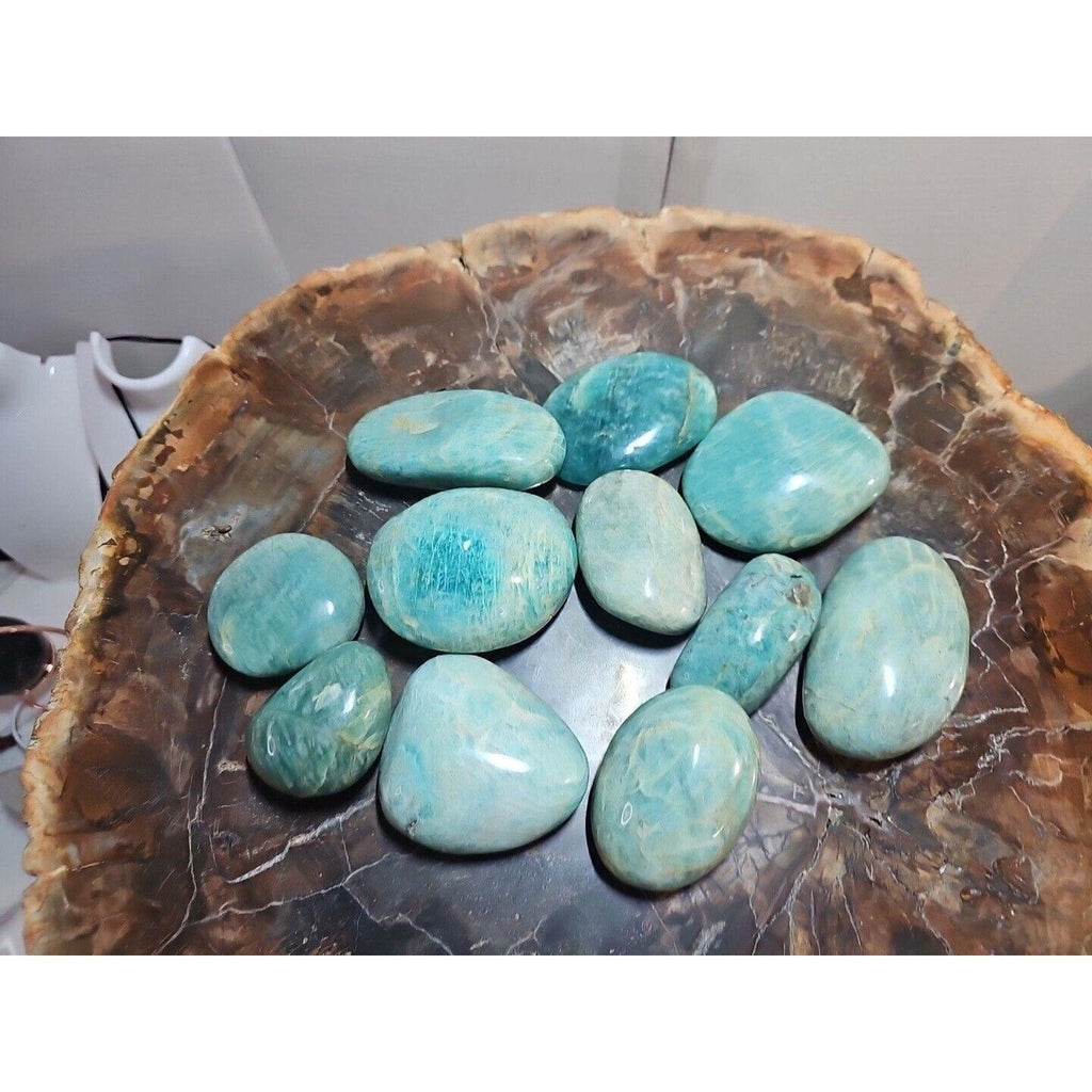 Green Amazonite Quartz Crystal Palm Stone — Large, Polished | CrystalCloud Company | Palm Stones & Tumbled Crystals | Wiccan Center
