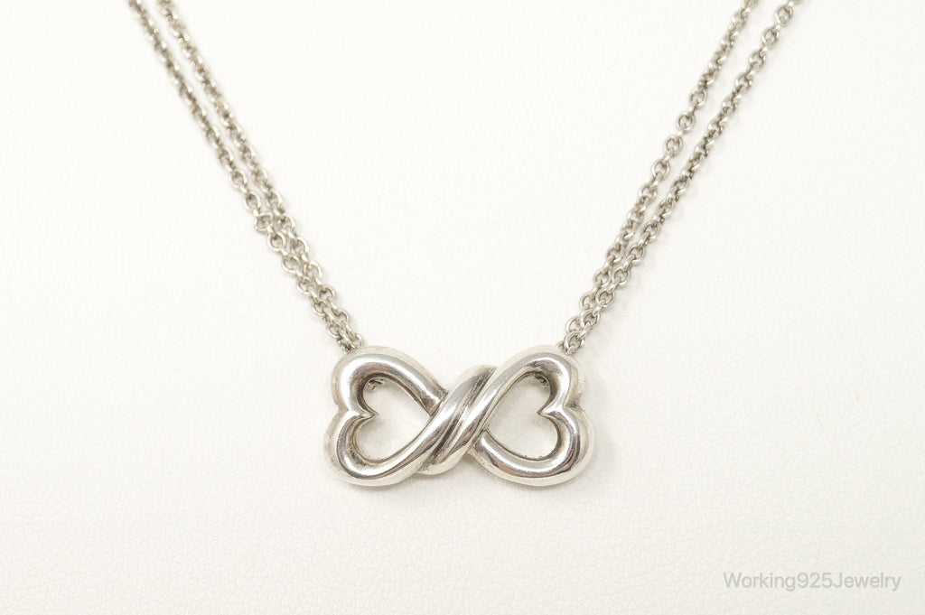 Vintage Open Linked Hearts Lovers Infinity Sterling Silver Necklace | Jewelry > Necklaces > Pendants | Wiccan Center