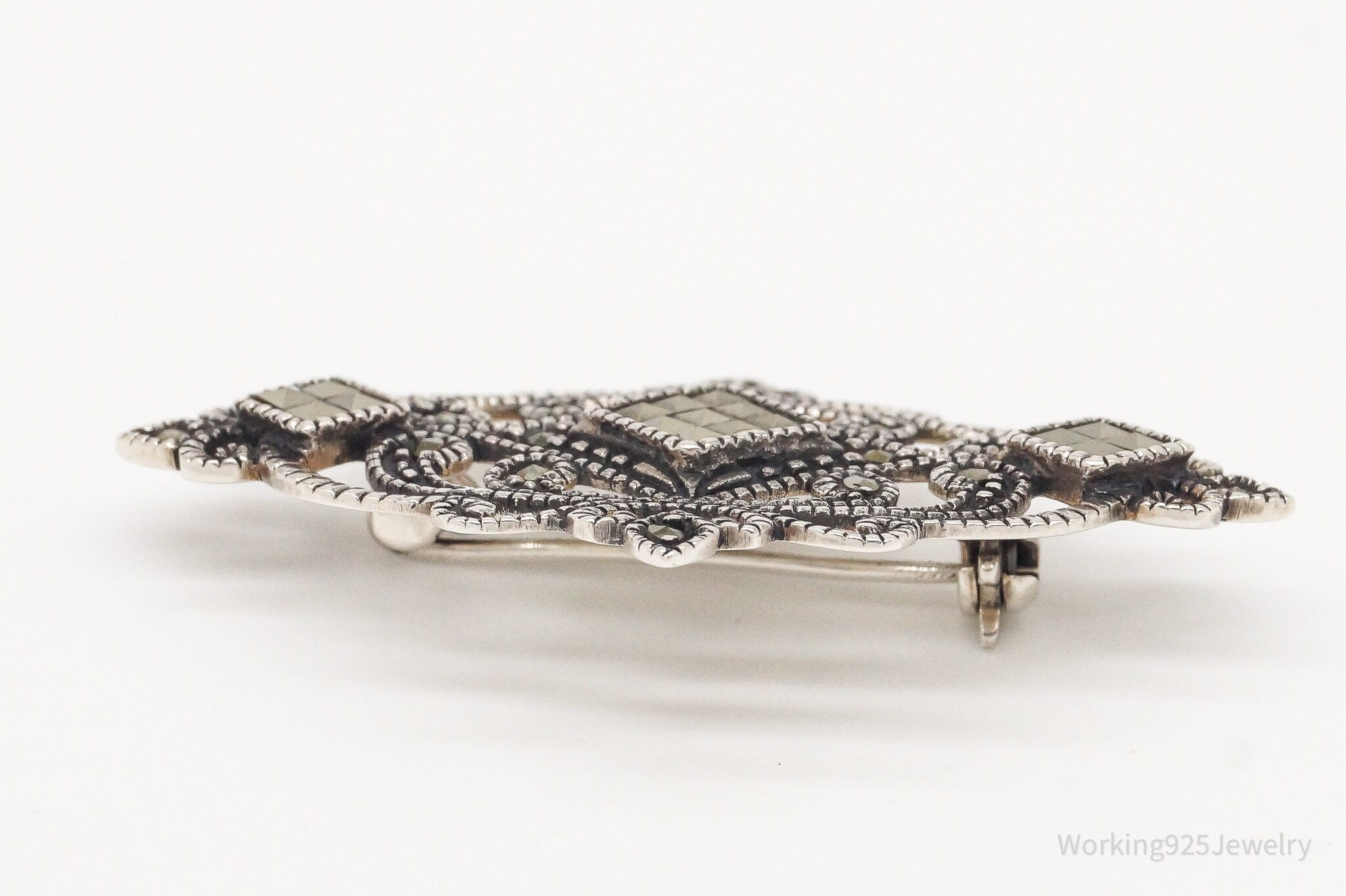 Vintage Marcasite Art Deco Sterling Silver Brooch Pin | Jewelry > Brooches, Pins & Clips | Wiccan Center
