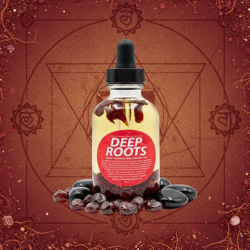 Deep Roots Crystal Infused Bath & Body Oil (Root Chakra Balancing Oil)