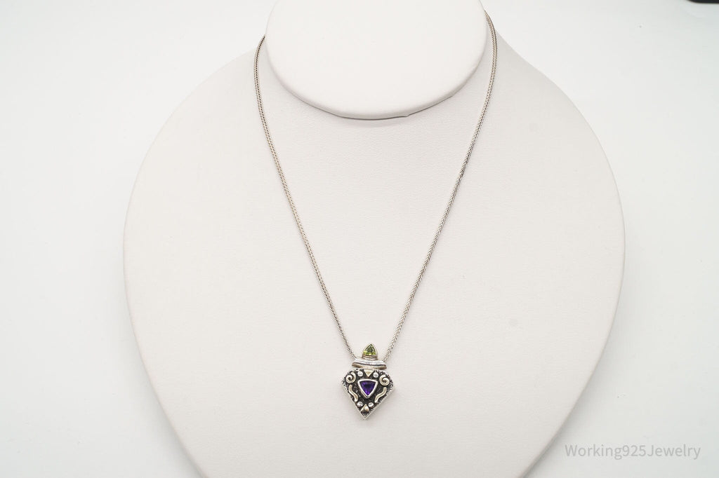 Vintage Amethyst Peridot Sterling Silver Necklace | Jewelry > Necklaces > Pendants | Wiccan Center