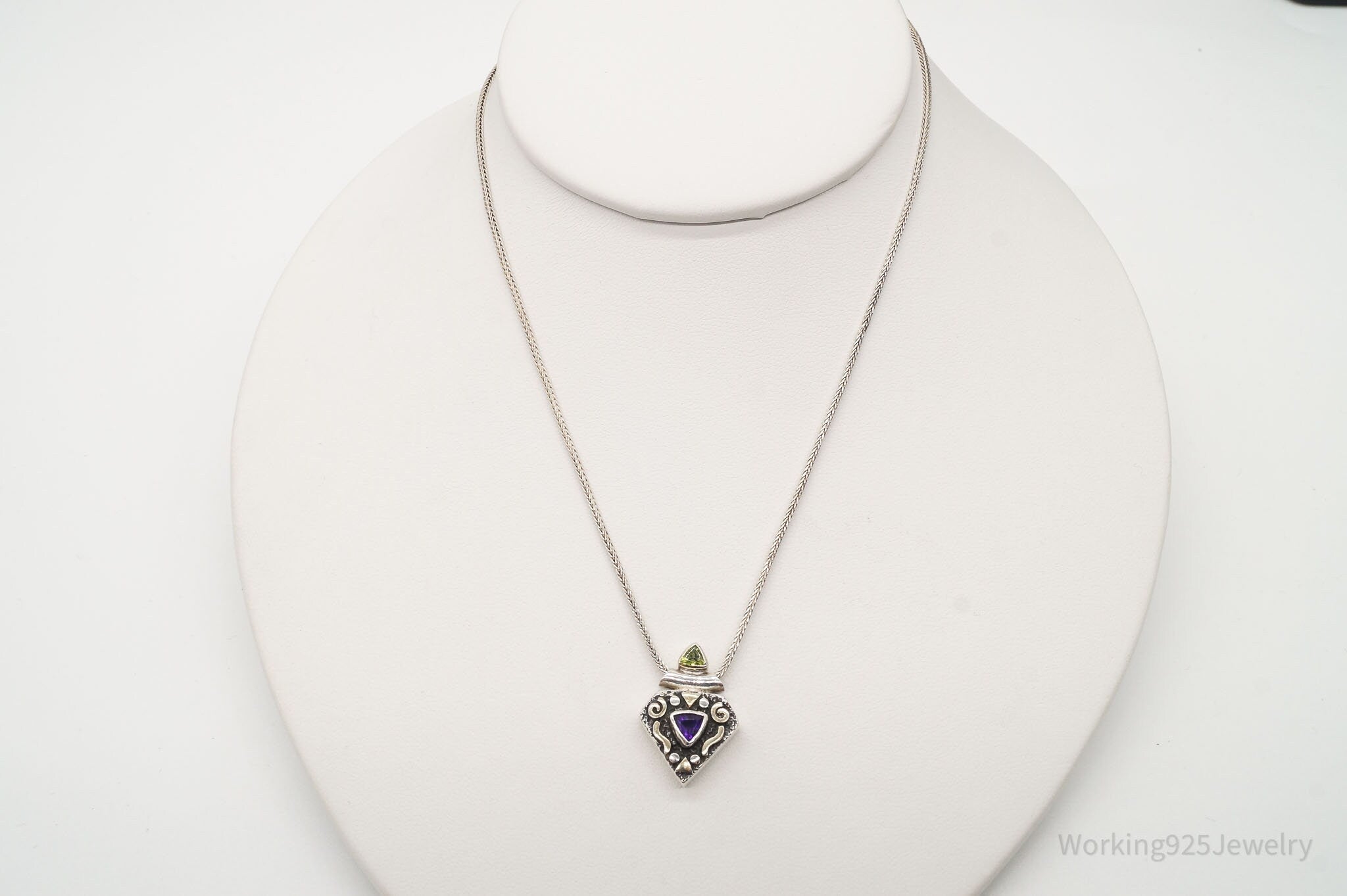 Vintage Amethyst Peridot Sterling Silver Necklace | Jewelry > Necklaces > Pendants | Wiccan Center