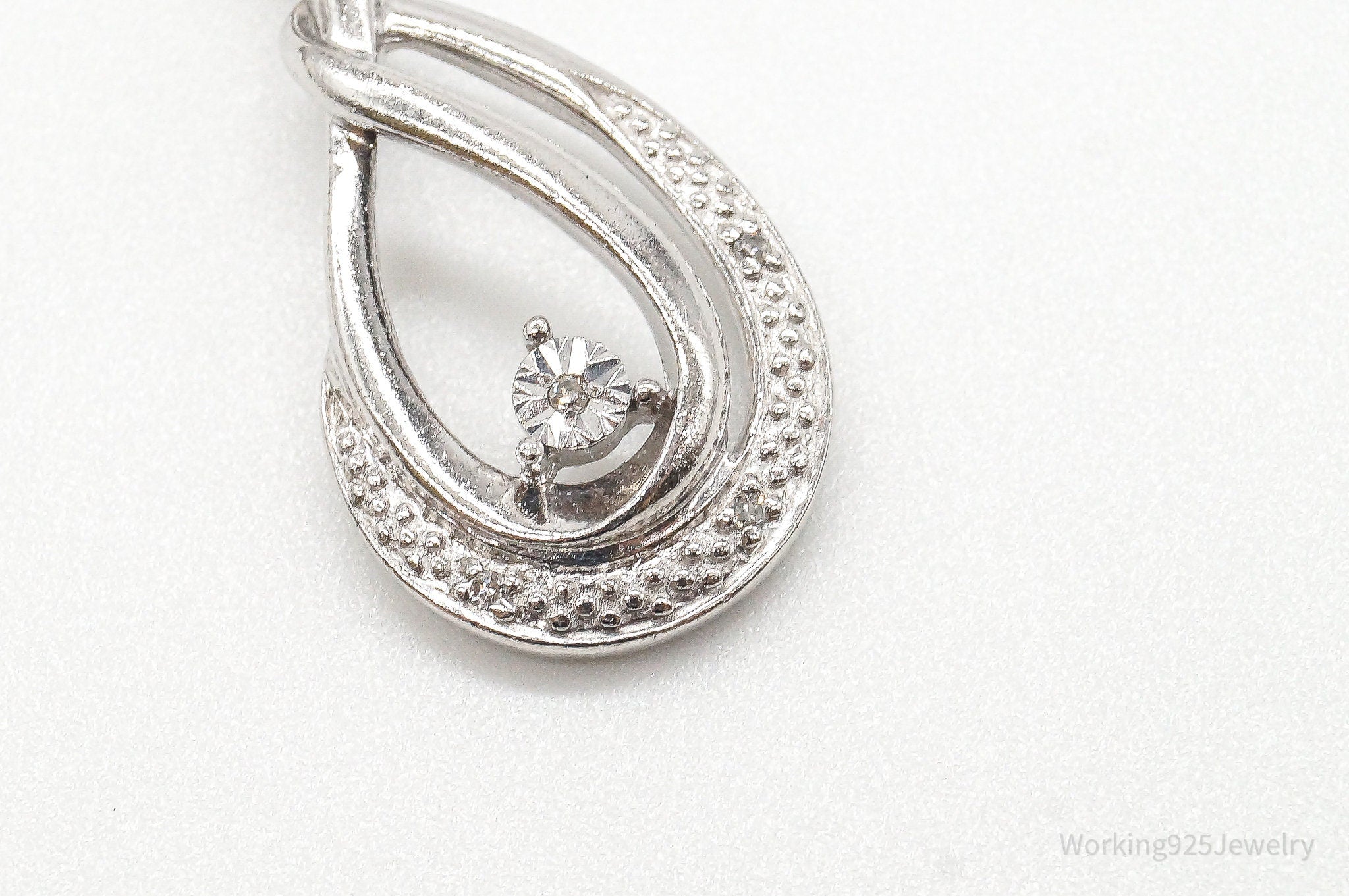 Vintage Designer 4 Diamond Sterling Silver Pendant | Jewelry > Necklaces > Pendants | Wiccan Center